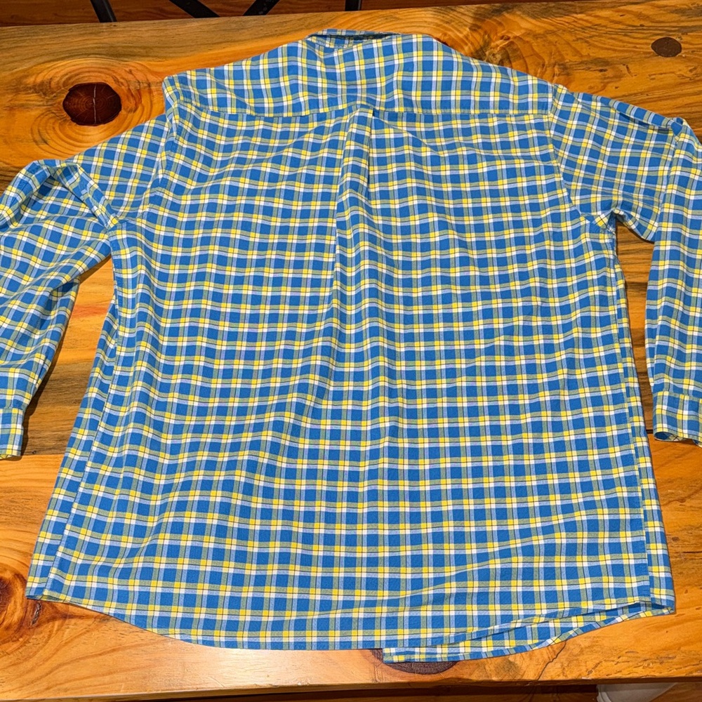 Cinch Men's Blue and Yellow Plaid Shirt with Blue Snsps - Picture 4 of 5